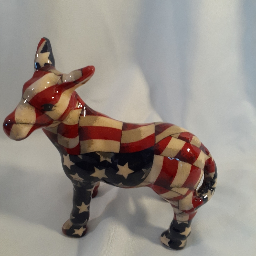 Donkey figurine American Flag patchwork print